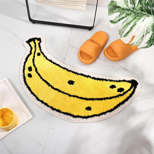 FROZZUR Alfombra de baño de plátano, tapetes de baño para baño, bonita alfombra de bañera amarilla en forma de fruta, alfombra de baño de Navidad,