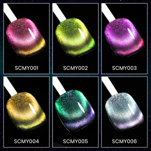 Miniatura 6 de MIZHSE Chameleon - Esmalte de gel 9D de ojo de gato, 0.3 onzas líquidas, gel magnético holográfico de ojo de gato, galaxia holográfica, juego de 9D