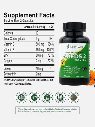 Miniatura 6 de AREDS 2 Vitaminas para los ojos, paquete de 2, suplemento de luteína y zeaxantina