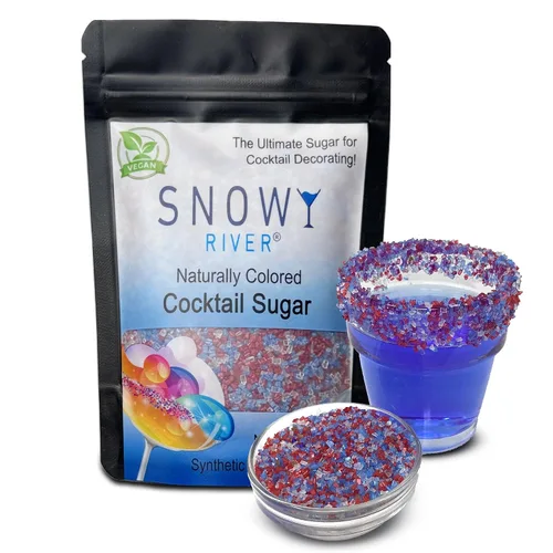 Miniatura 10 de Snowy River Azúcar de cóctel azul real, certificado Kosher de color natural azul real (8 onzas, cristal mediano)