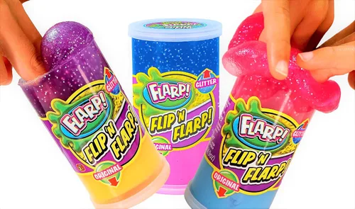 Miniatura 6 de JA-RU Flip & Flarp - Masilla de ruido para niños, paquete doble, original y purpurina (1 paquete surtido), fabricante de ruido de gas fart, limo
