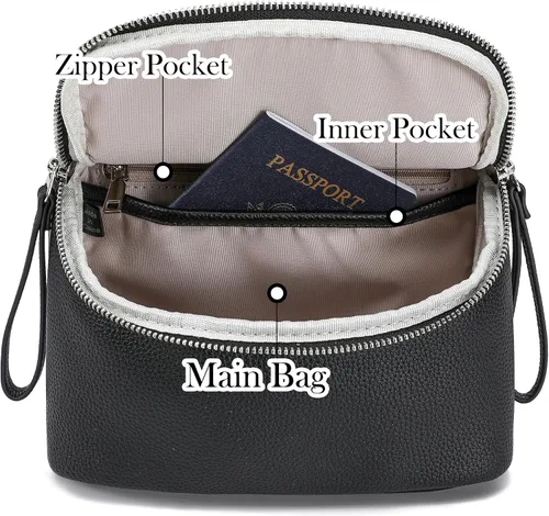 Miniatura 4 de INICAT Riñonera cruzada para mujer de cuero vegano causal para viajes, Negro II
