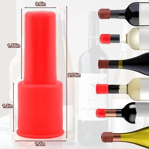 Miniatura 5 de Vodolo Tapón de Vino de Silicona, 4 piezas Sellador Reutilizable e Indestructible para Botellas de Vidrio, Tapones de Vino, Tapón de Vino, Tapón