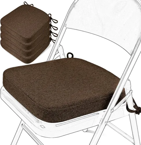 Miniatura 17 de SINOSSO Cojín de espuma viscoelástica para silla plegable, 1 unidad, almohadilla cuadrada gruesa de 2 pulgadas para silla de cocina con lazos, cojín