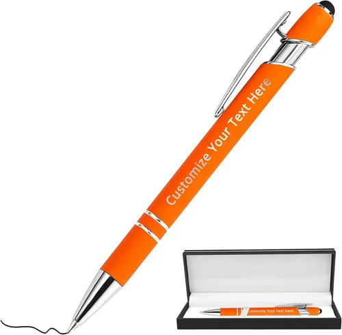 Miniatura 29 de Aolun 108 bolígrafos personalizados al por mayor con stylus grabado, bolígrafos personalizados, metal suave al tacto, grabado de nombre, logotipo