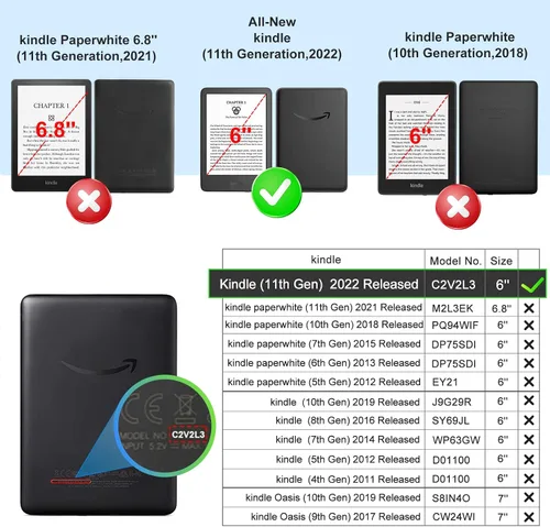 Miniatura 3 de CoBak Funda para Todos los Kindle Nuevos de 6 Pulgadas 2024 y 2022 (11ª Generación) - Cubierta Inteligente de Cuero PU, Suspensión y Activación