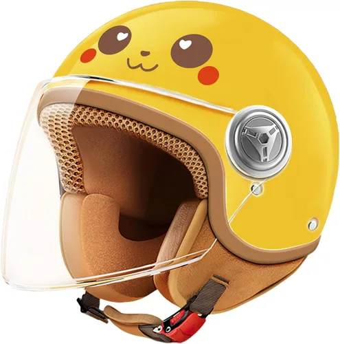 Miniatura 11 de Casco de motocicleta de cara abierta 3/4 aprobado por DOT, cascos ligeros retro vintage, para niños y niñas de 3 a 15 años de edad, casco de scooter
