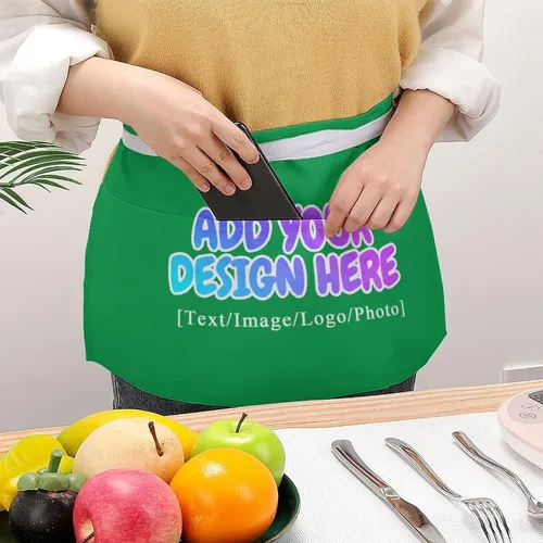 Miniatura 26 de AXKEUDO Delantal personalizado con bolsillos, delantales de cintura para camarera para cocinar en casa, restaurante, servir trabajo