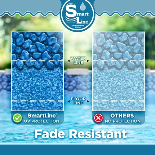 Miniatura 4 de Smartline Revestimiento rectangular para piscina de 12 pies x 20 pies, remolino rocoso, estilo de cuentas, fondo plano de 4 pies, vinilo virgen