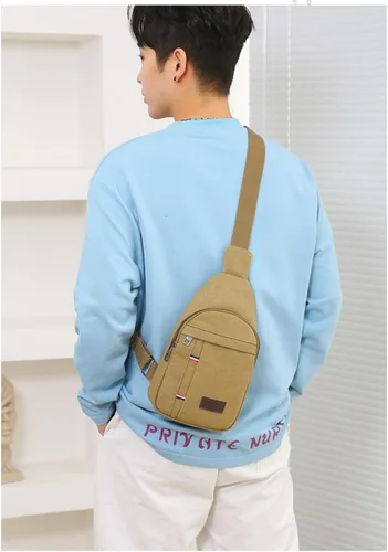 Miniatura 3 de Men Canvas Sling Crossbody Bag Smart Pratical Large Capacity Day Pack for Hiking Camping