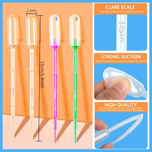 Miniatura 2 de Teenitor Pipetas de transferencia de 1 ml, cuentagotas para los ojos, 50 piezas de pipetas de plástico, pipetas de transferencia y cuentagotas