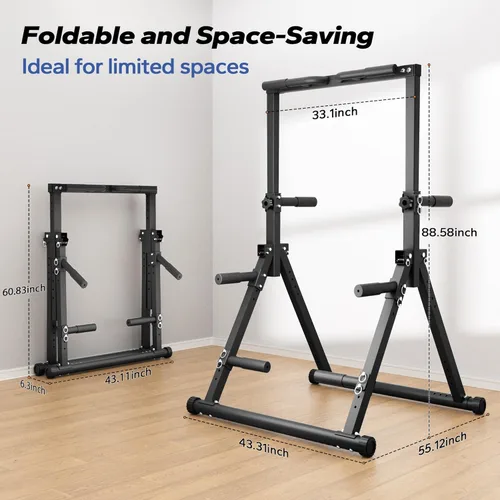 Miniatura 5 de Foldable Pull Up Bar Free Standing, Strength Training Pull-up Bars Adjustable Pull Up Station, Power Tower Pull Up Bar MultiFunction Pull Up Dip