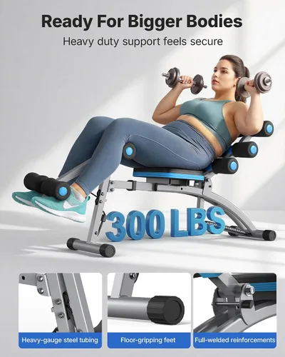 Miniatura 5 de MERACH Ab Machine, Adjustable Ab Workout Bench for Home Gym, Multi-Functional Sit Up Exercise Equipment with 300 LBS Weight Capacity, Exercise Chair