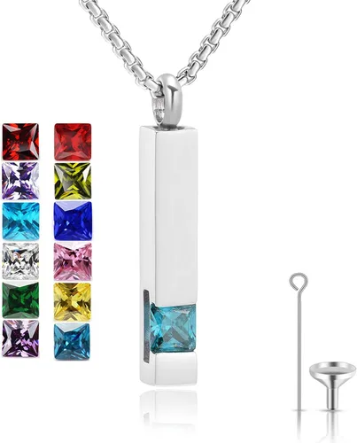 Miniatura 109 de YOUFENG collar con urna para cenizas, cubos de piedras natales, urna para cenizas humanas, collar de urna de cremación, relicario, recuerdo