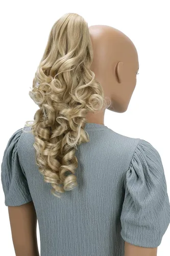 Miniatura 21 de Prettyshop - Extensión de cola de caballo de 24 pulgadas con clip, larga, voluminosa, ondulada, resistente al calor, color negro H63