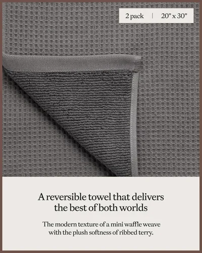 Miniatura 3 de Cozy Earth Toallas de mano de punto gofre, 60% algodón, 40% viscosa de bambú, 20 x 30 pulgadas, rizo suave y absorbente, reversible, patrón de punto