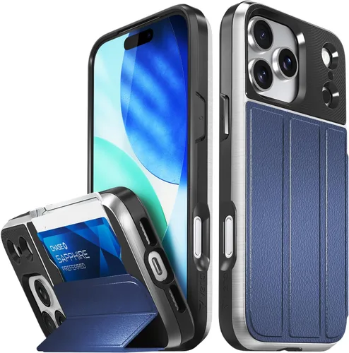 Miniatura 55 de VENA vCommute Funda tipo cartera compatible con Apple iPhone 14 (15.5 cm), funda de cuero con tapa plegable, tarjetero con función de soporte