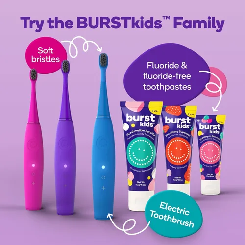 Miniatura 7 de Cepillo de dientes eléctrico Burst para niños y niños pequeños (azul) Cerdas suaves Temporizador de dos minutos Batería recargable Mango