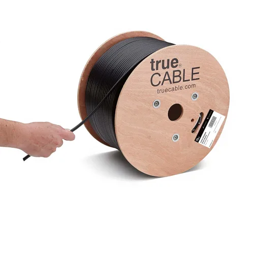 Miniatura 9 de TRUE CABLE Cable Cat6A para Enterramiento Directo, Blindado FTP, 500 pies, Impermeable, Clasificado para Exteriores CMX, Negro, 23AWG Cobre Puro
