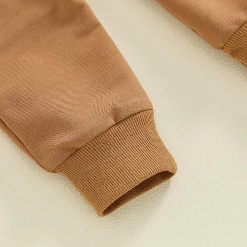 Miniatura 12 de Conjunto de 2 piezas de sudadera con estampado de letras y cuello redondo para bebé niño