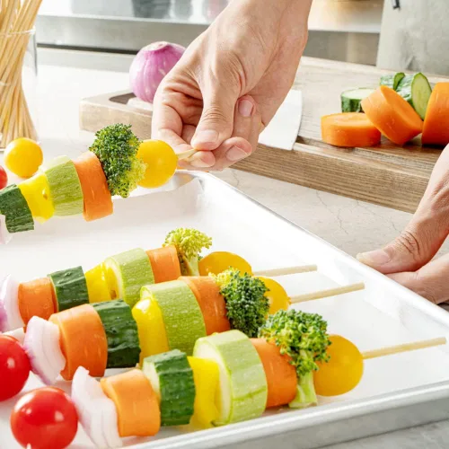 Miniatura 6 de Restaurantware Robata - Pinchos para asar de 8 pulgadas, 100 pinchos de alta resistencia, pinchos de bambú desechables congelables para verduras