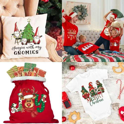 Miniatura 6 de 12 hojas de vinilo de transferencia de calor de Navidad, transferencia de calor de Navidad para camisetas, calcomanías de vinilo HTV para planchar