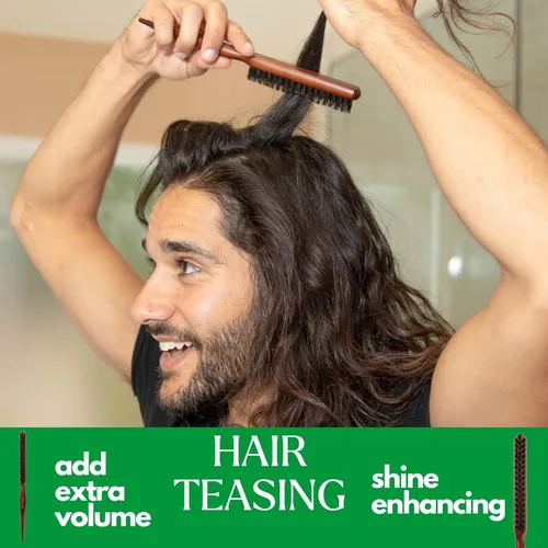 Miniatura 2 de GranNaturals Cepillo de cerdas de jabalí para peinar para mujeres - Peine liso con pico de cola de rata para sección de cabello utilizado