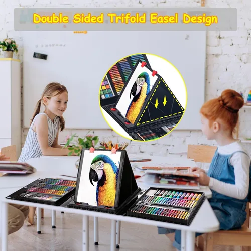 Miniatura 7 de Suministros de arte, paquete de 272 juegos de arte para niñas, niños, adolescentes, artistas, caja de arte de regalo de lujo con caballete triple