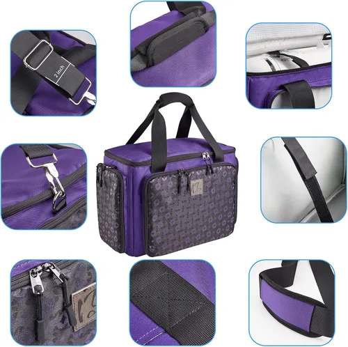 Miniatura 8 de Bolsa para máquina de coser con ruedas universales, funda de transporte para máquina de coser con cremalleras YKK, compatible con la mayoría