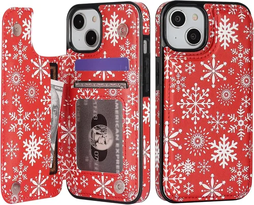 Miniatura 46 de HAOPINSH para iPhone 13 Estuche tipo cartera con tarjetero, patrón de leopardo blanco y guepardo, funda con tapa trasera para mujer y niña, ranuras