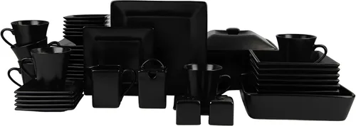 Miniatura 10 de 10 Strawberry Street Nova Square - Juego de vajilla de 30 piezas, color negro