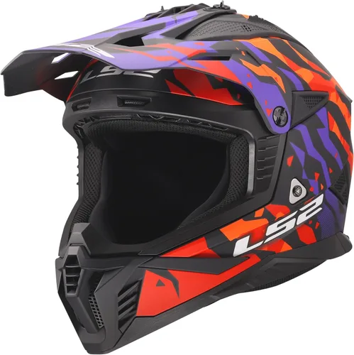 Miniatura 9 de LS2 Helmets Gate II - Casco integral para motocicleta MX Brillo lavado rojo/azul/morado
