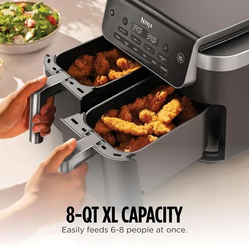 Miniatura 4 de Ninja DualZone 2-Basket Air Fryer, 8-Qt, Smart Finish & Match Cook, 6 Cooking Functions, Cook 2 Foods 2 Ways and Finish at the Same Time, Grey