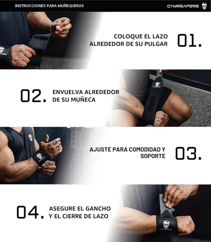 Miniatura 5 de Gymreapers Muñequeras de levantamiento de pesas (aprobadas por IPF) de 18 pulgadas, soporte de muñeca de calidad profesional con lazo para el pulgar