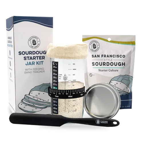 Cultures for Health Kit de tarro básico de masa madre + paquete de cultivo básico de masa madre de San Francisco | Suministros esenciales para