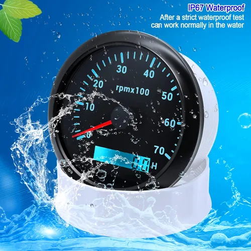 Miniatura 4 de ARTILAURA Tacómetro para Barco Marino 7000 RPM Medidor de 85 mm 3-3/8" 7 Colores para Coche AUTO Camión 9-32V (Negro)