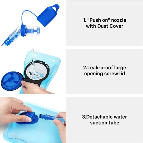 Miniatura 8 de Maelstrom Mochila de senderismo de hidratación con bolsa de agua de 2L/3 L, válvula de mordida de alto flujo, mochila de agua para hombres