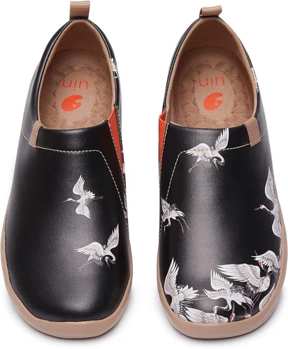 UIN - Zapatos para caminar y viajar para mujer, mocasines informales de microfibra, ligeros, cómodos, sin cordones, con estampado a la moda