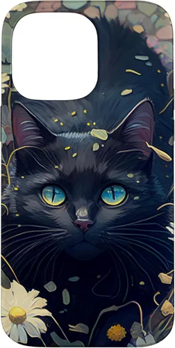 Miniatura 21 de iPhone 16 Cute Black Cat In Botanical Flower Garden Aesthetic Cat Case