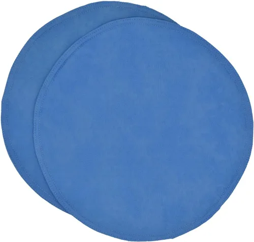 Juego de dos manteles individuales redondos con cargador jacquard de hoja azul mediana