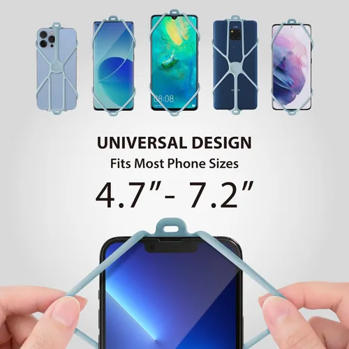 Miniatura 2 de BONE Lanyard - Correa para teléfono celular con ranura para tarjeta y bolsillo, cordón de silicona ajustable, soporte universal para iPhone