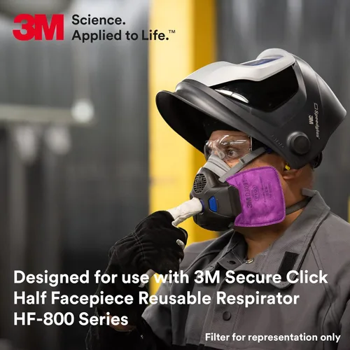 Miniatura 3 de 3M Filtro respirador P95, protección Secure Click D3071 contra ciertas partículas a base de aceite y sin aceite, aprobado por NIOSH, doble flujo