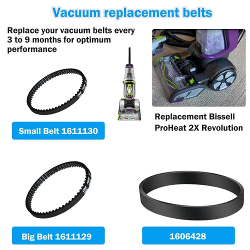 Miniatura 3 de Paquete de 3 correas de vacío de repuesto para limpiador Bissell ProHeat 2X Revolution Pet Pro, correas para aspiradora reemplazan el número