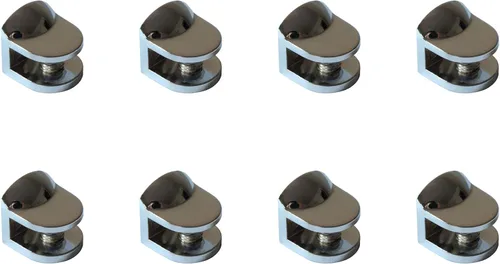 Miniatura 5 de Soportes de estante ajustables para montaje en pared, clips de metal, níquel cepillado para madera acrílica de vidrio de 0.157-0.315 in, juego de 8