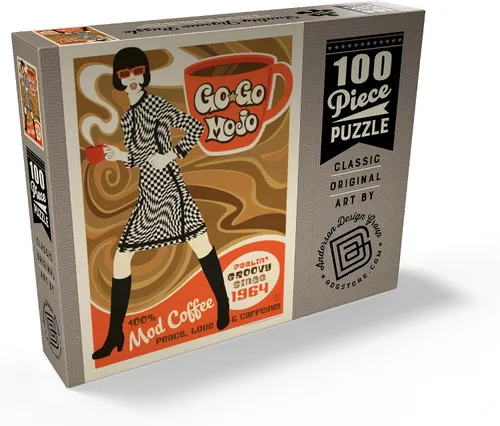 Miniatura 2 de MyPuzzle Go-Go Mojo Coffee, póster vintage, rompecabezas prémium de 100 piezas para adultos