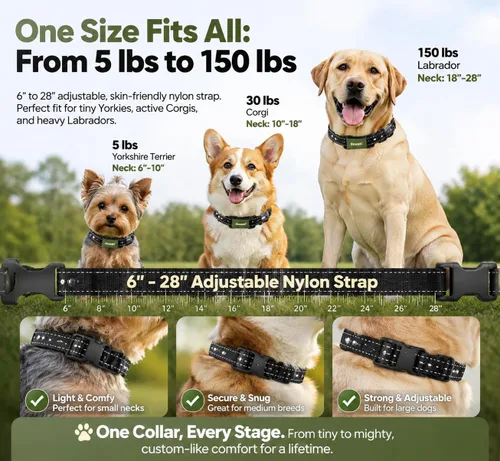 Miniatura 5 de Training Collar for Dogs with Remote Control, Green 4500FT Range, IPX8 Waterproof, 5-150 Lbs, 4 Training Modes, Security Lock, Dog Training