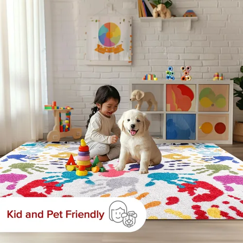 Miniatura 6 de nuLOOM Pinkie Handprint - Alfombra infantil de 10 x 14 pulgadas, multicolor