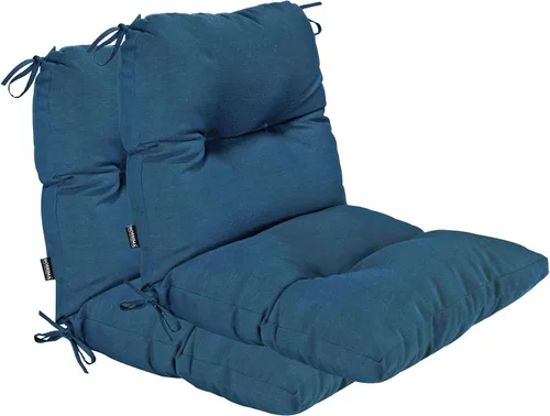 Miniatura 9 de Cojines para sillas de exterior, resistentes a la decoloración, cojín copetudo de repuesto para silla de comedor de patio, juego de 2, respaldo Negro