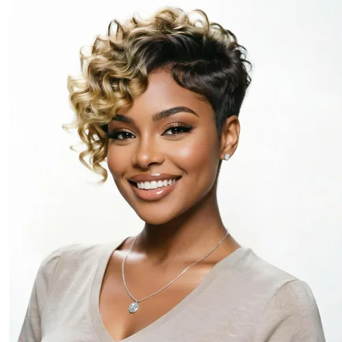 Miniatura 14 de Peluca de cabello humano con corte Pixie para mujeres negras, 100% cabello humano real, peluca corta y recta sin pegamento con flequillo, hecha a