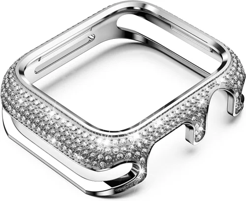 Miniatura 3 de Bling Cases - Fundas compatibles con Apple Watch de 1.61 pulgadas (1.614 in) Series 7 y Series 8, funda protectora de metal inoxidable con diamantes